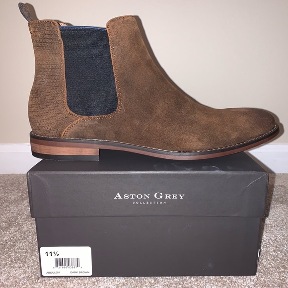 aston grey chelsea boots